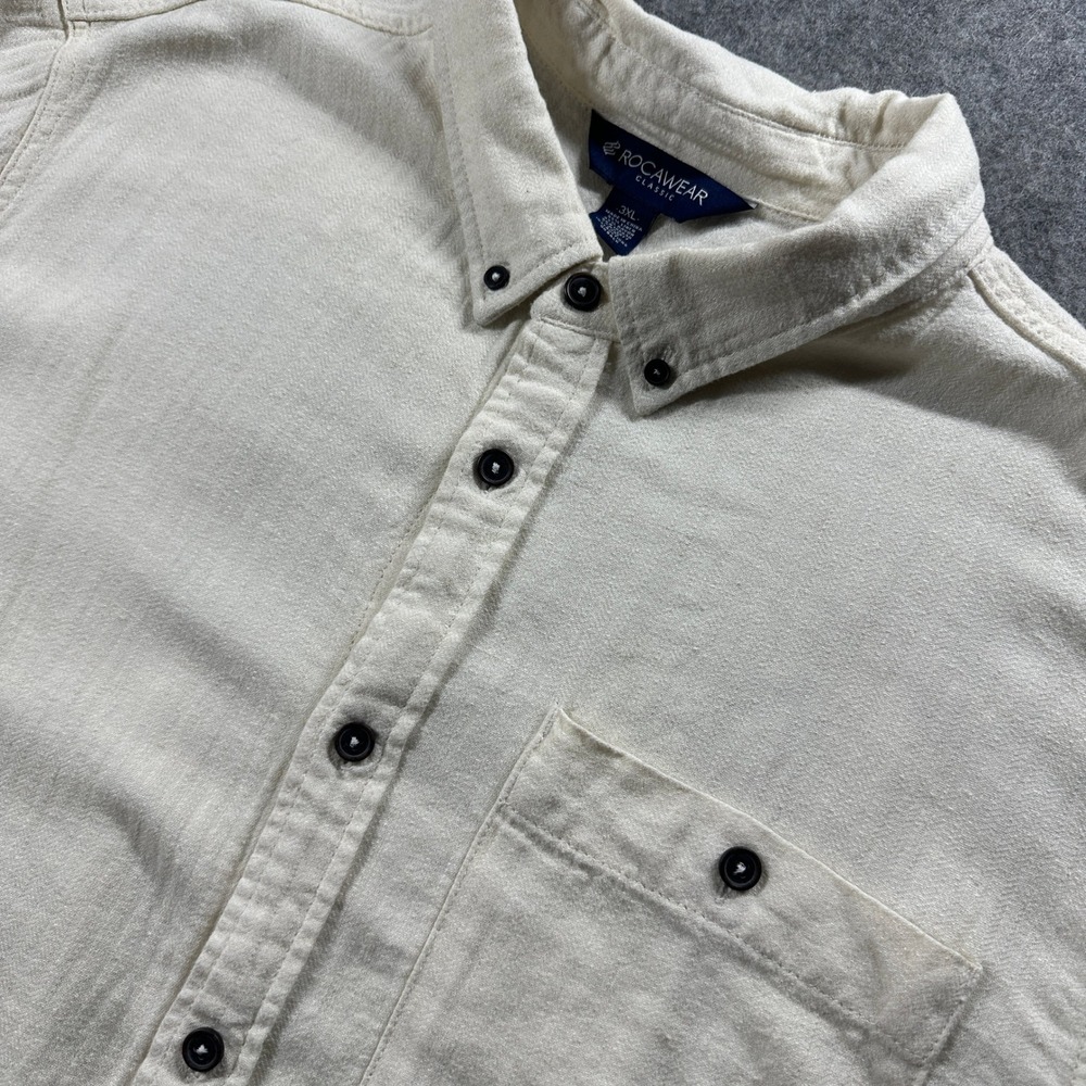 Rocawear Button Down Shirt Mens 3XL Cream Linen Blend Short Sleeve Casual New
